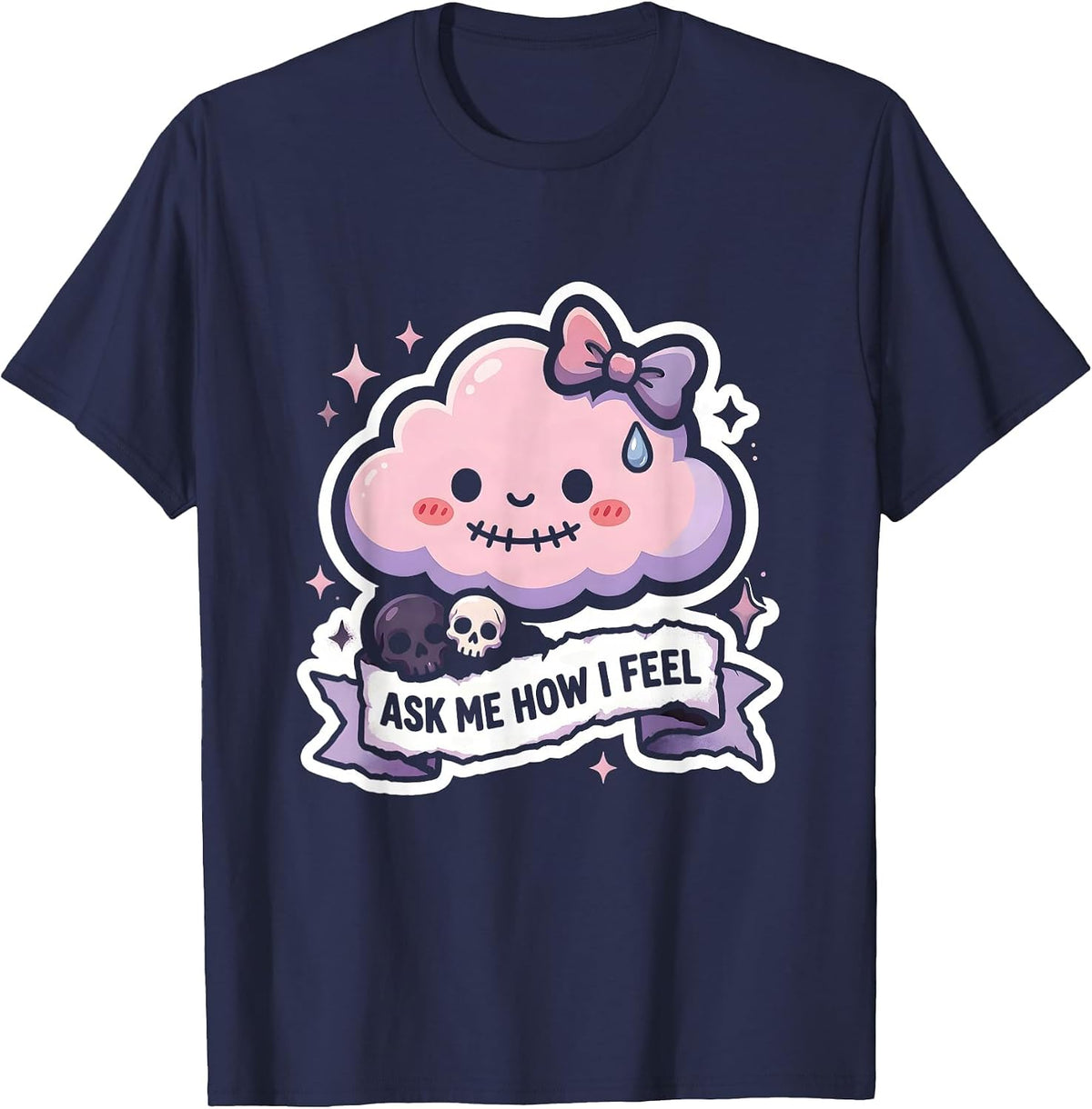 Men's Ask Me How I Feel Sarcastic Humor Design T-Shirt - Navy Blue