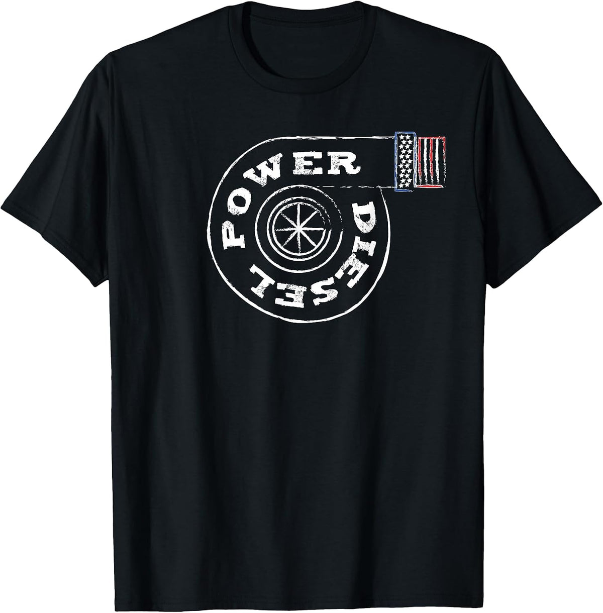 Diesel Power USA Flag Turbo Turbocharger T-Shirt - Black