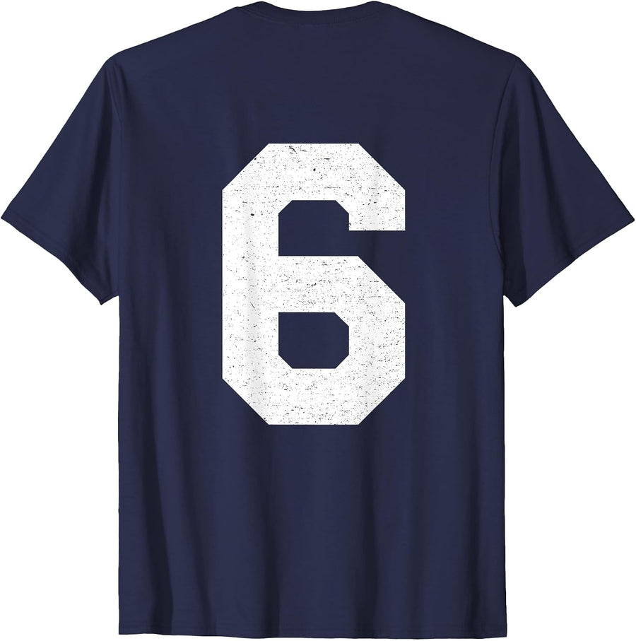 #6 Jersey Uniform Varsity Sports Number, 6th Birthday T-Shirt - Navy Blue