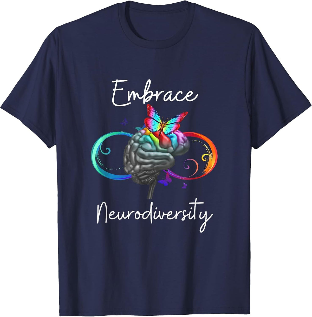 Embrace Neurodiversity Awareness T-Shirt - Navy Blue