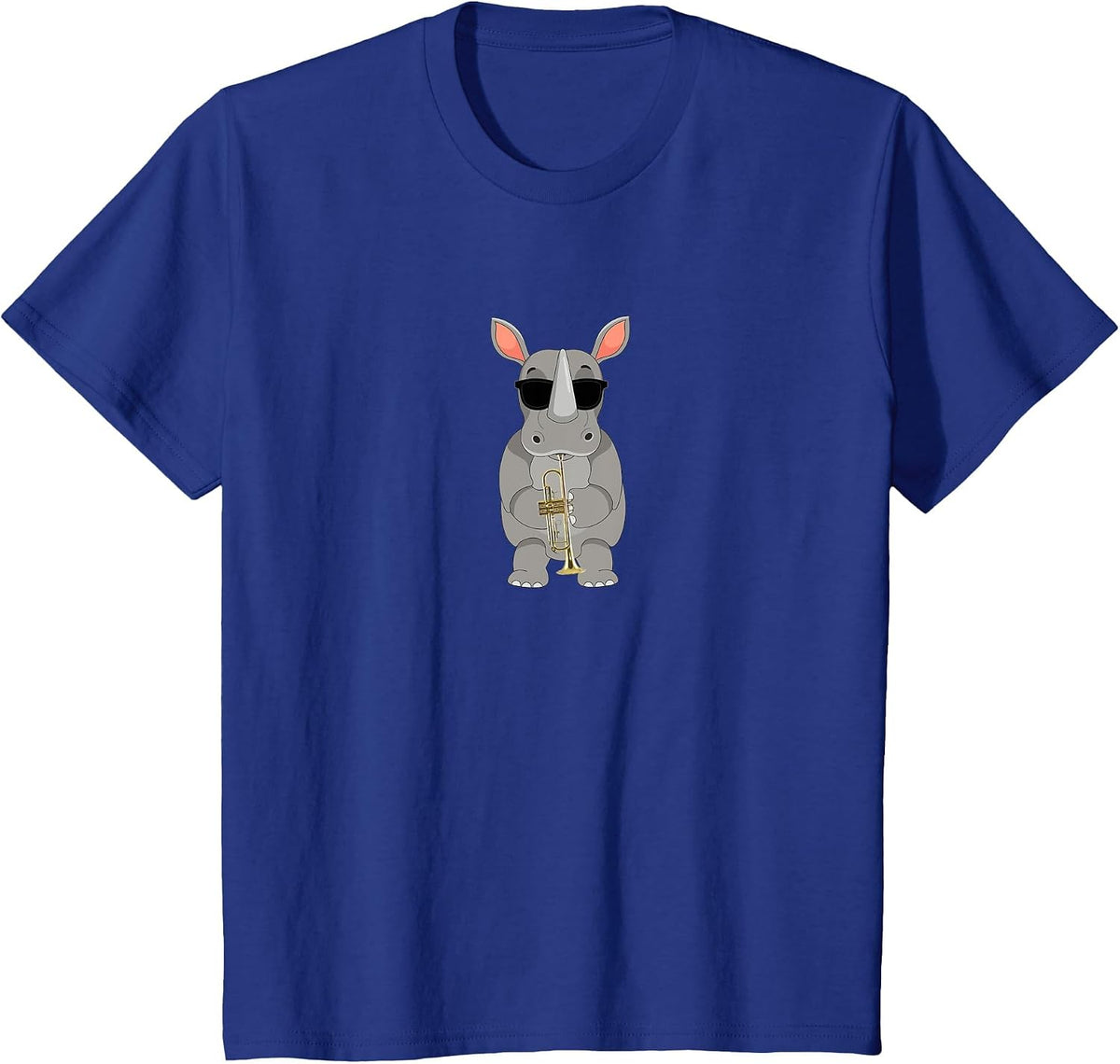 Funny Rhino Wearing Sunglasses Playing Trumpet T-Shirt - Royal Blue