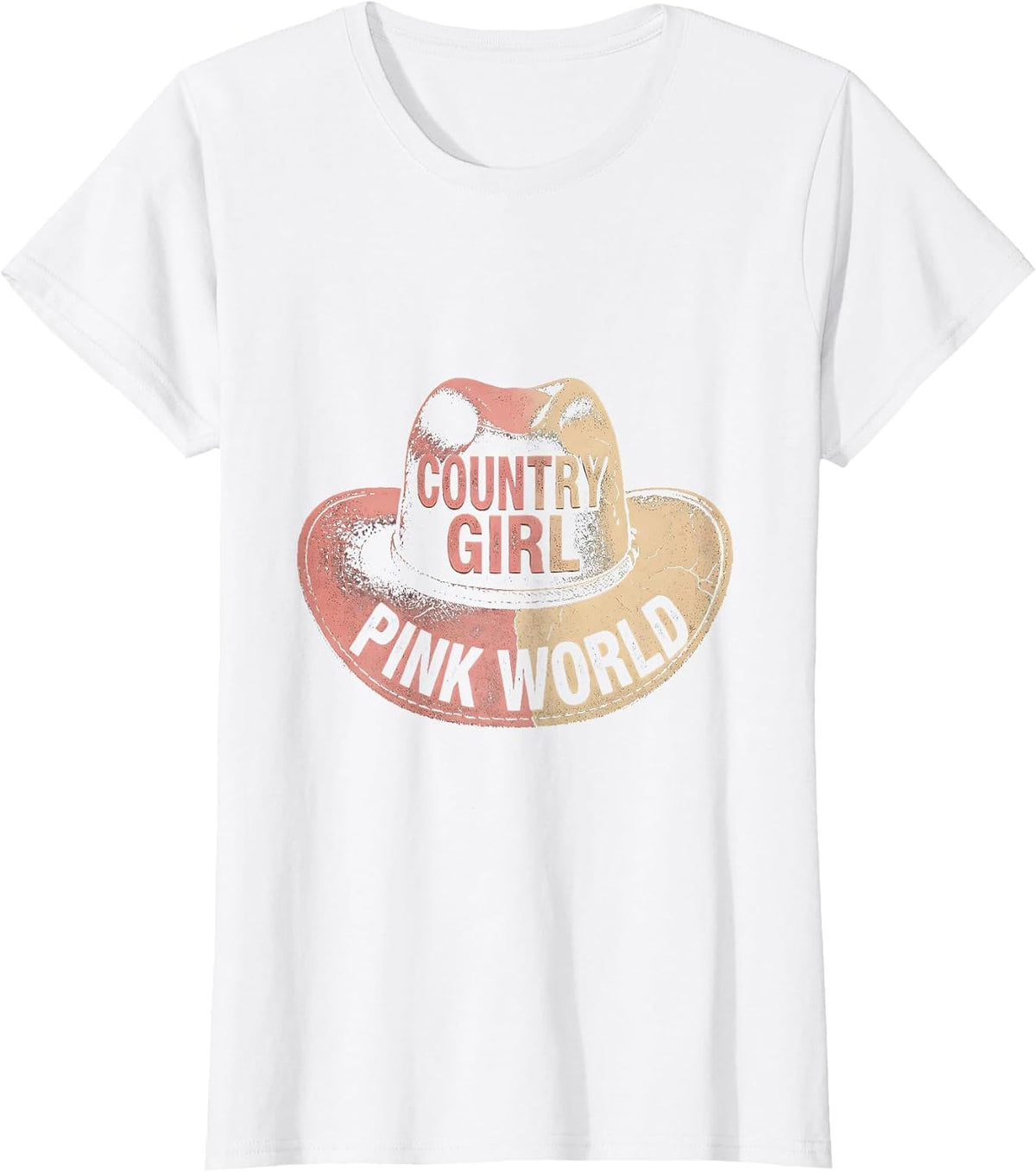 Country Girl Pink World Cowgirl Graphic Design T-Shirt - White