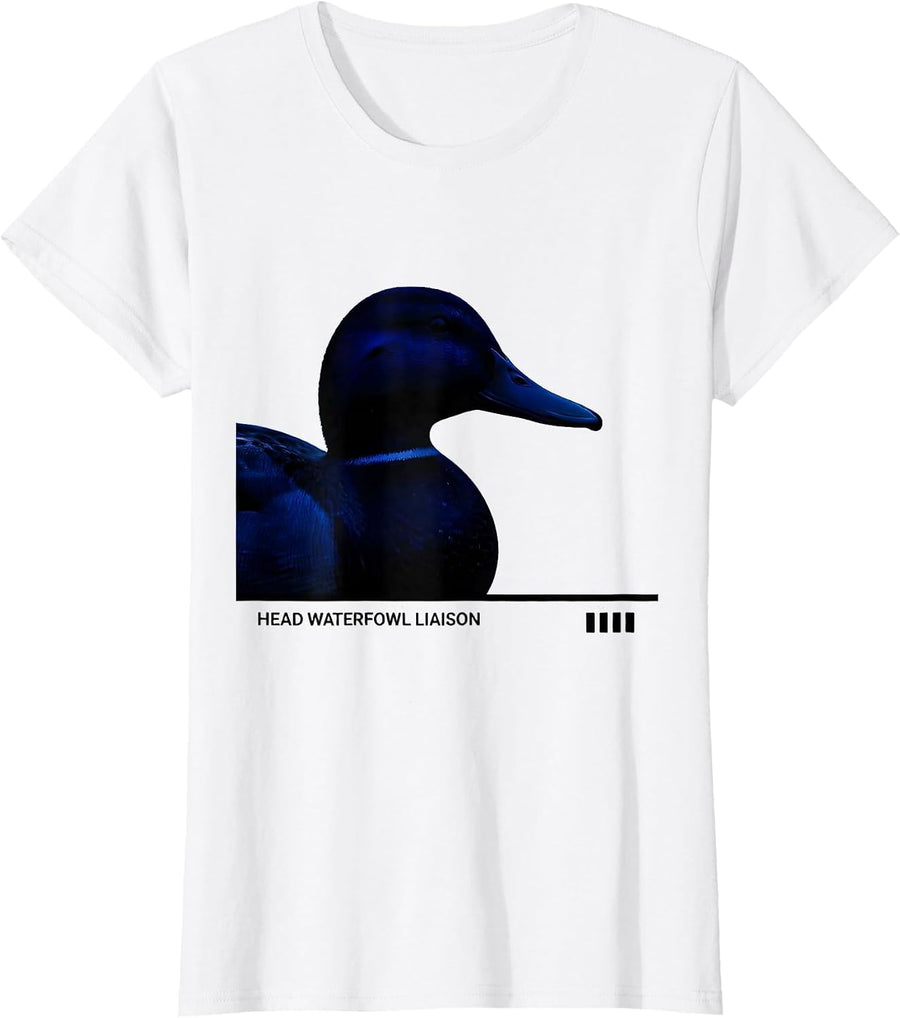 Women's Head Waterfowl Liaison Funny Duck Hunter Hunting Dad Gift T-Shirt - White