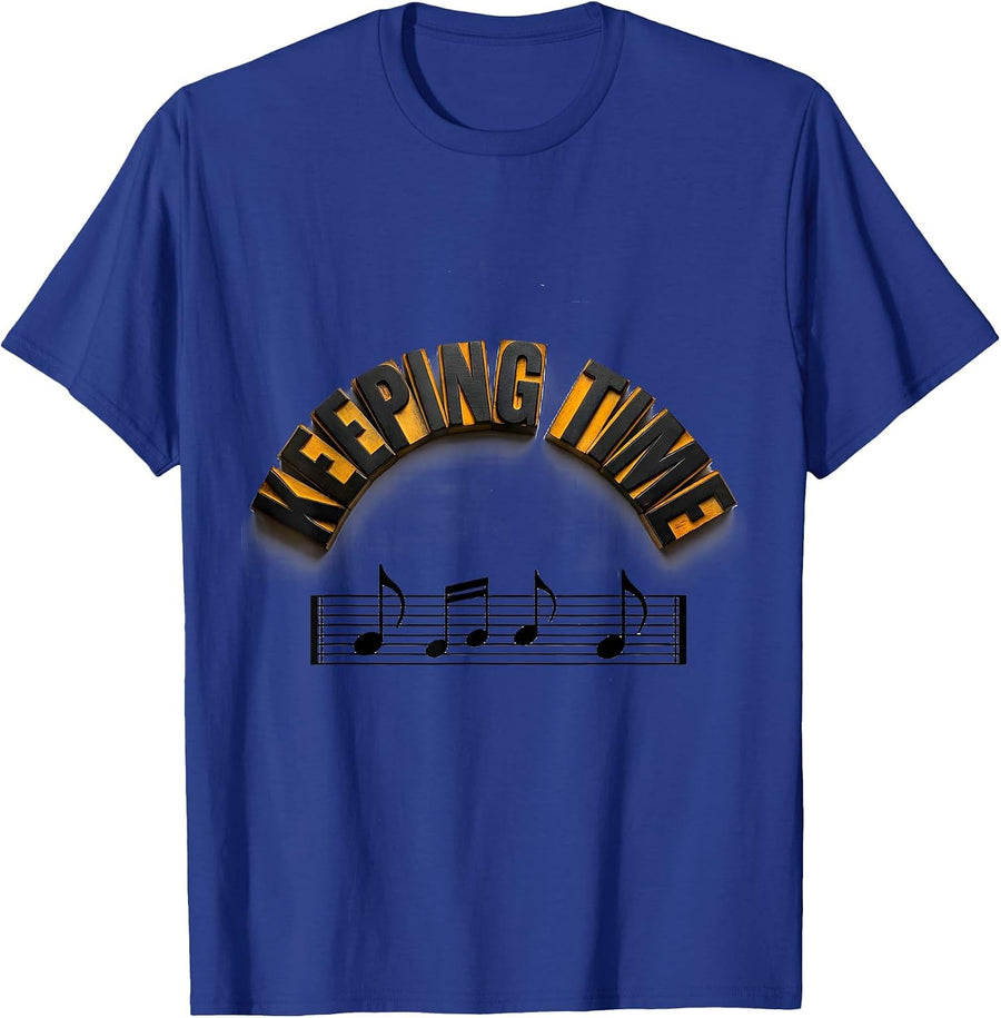 Keeping Time Wood Type Letterpress Funny Music Lover Gift T-Shirt - Royal Blue