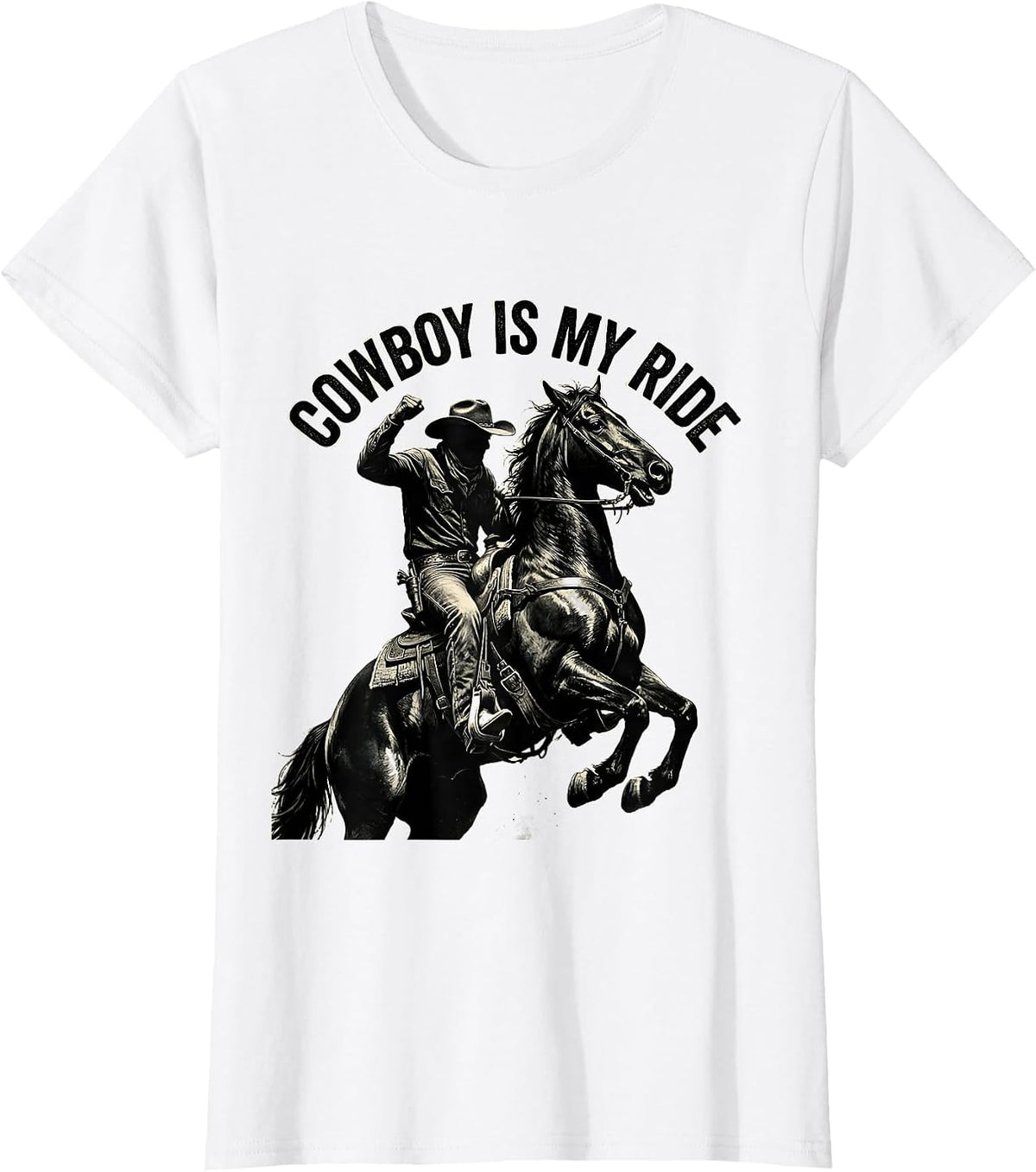 Women's Cowboy Is My Ride Save A Horse Western Design T-Shirt - White