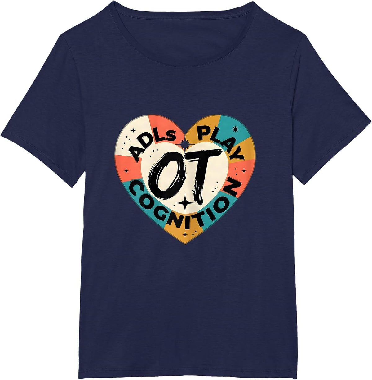 Women's OT ADLS PLAY COGNITION Occupational Therapy Valentine Candy T-Shirt - Navy Blue