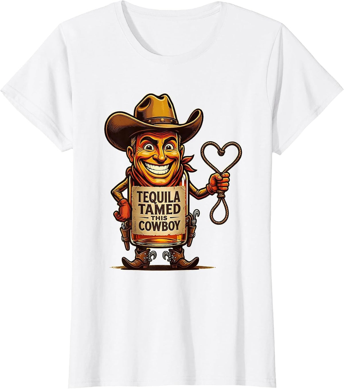 Women's Tequila Tamed This Cowboy Western Design T-Shirt - White
