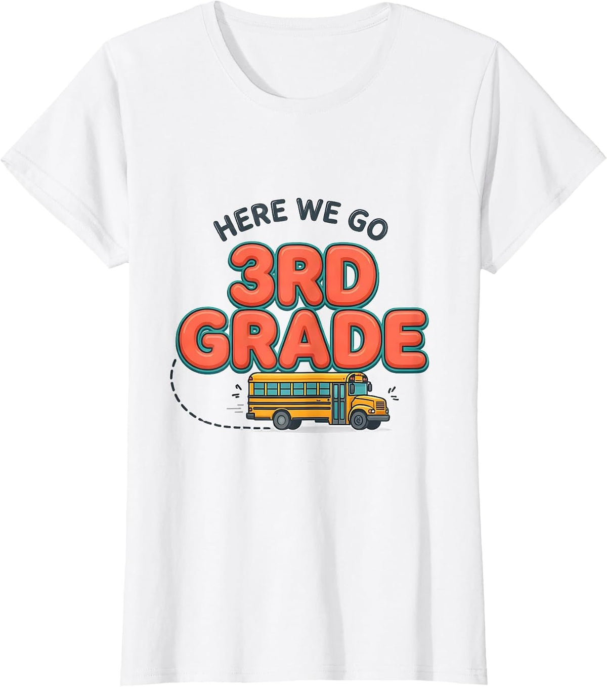 Here We Go, 3rd Grade Playful Back To School Teacher Crew T-Shirt - White