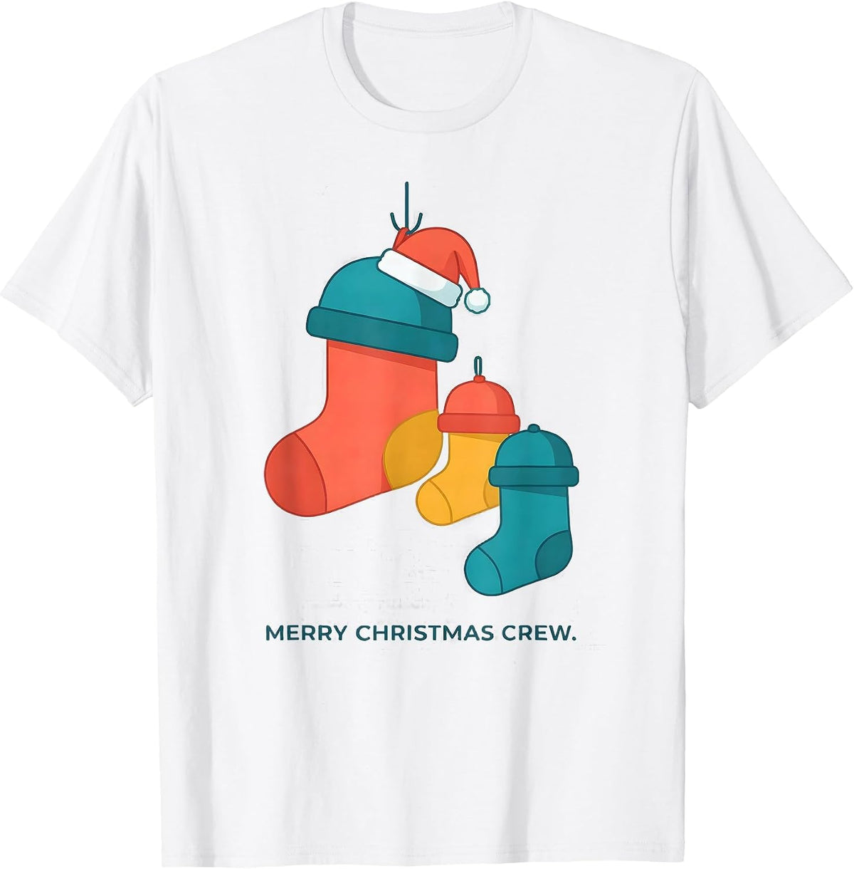 Men's Merry Christmas Crew Flat Vector Family Matching Holiday T-Shirt - White