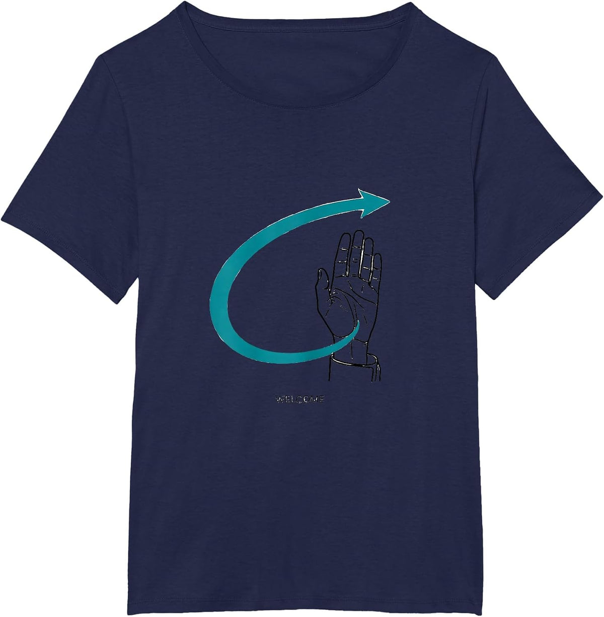 Women's Welcome Inclusive ASL Sign Language Teacher Inclusion T-Shirt - Navy Blue