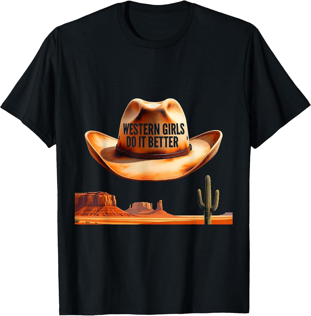 Men's Western Girls Do It Better Cowgirl Design T-Shirt - Black