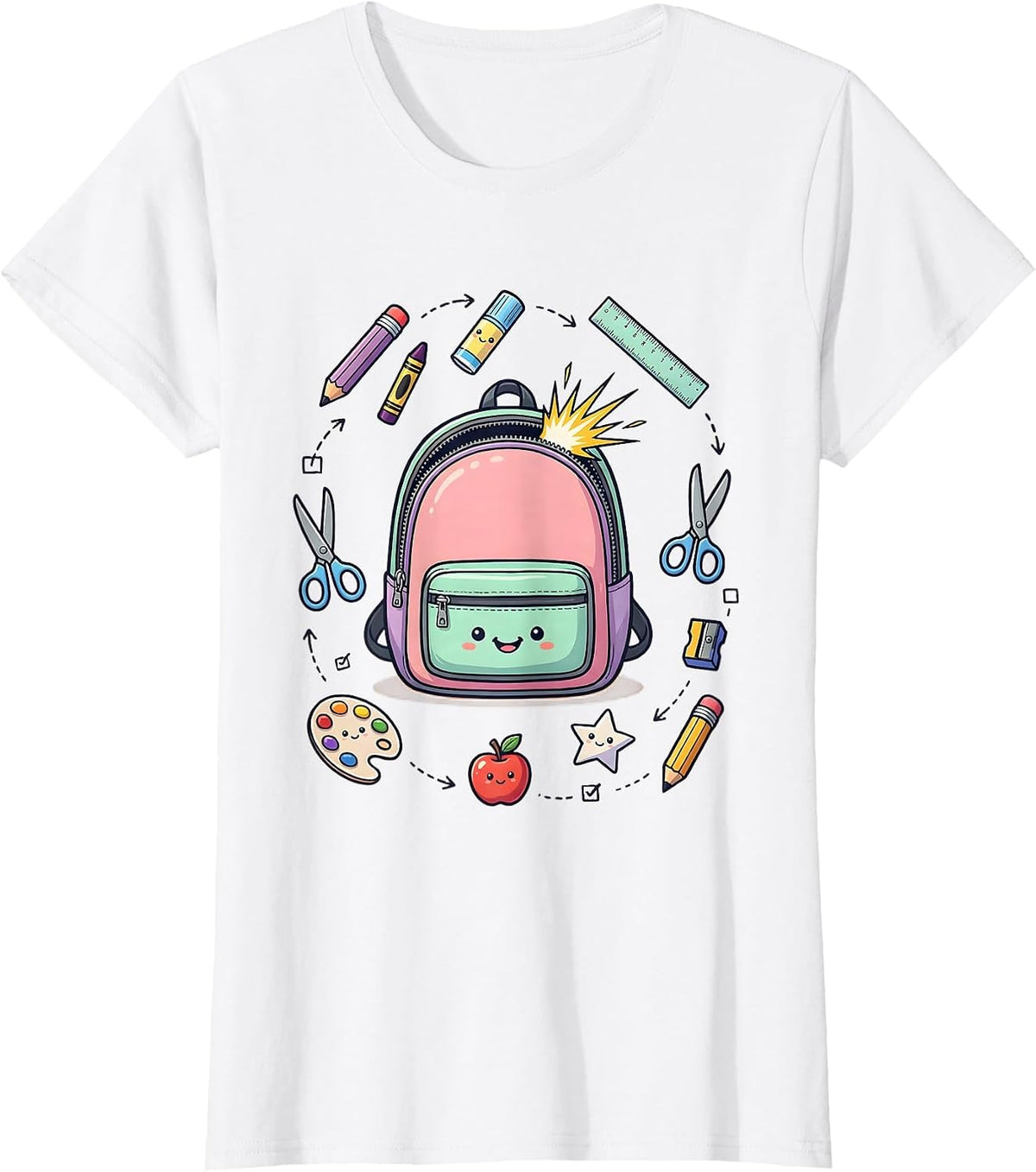 Third Grade Teacher Backpack School Supplies Graphic T-Shirt - White