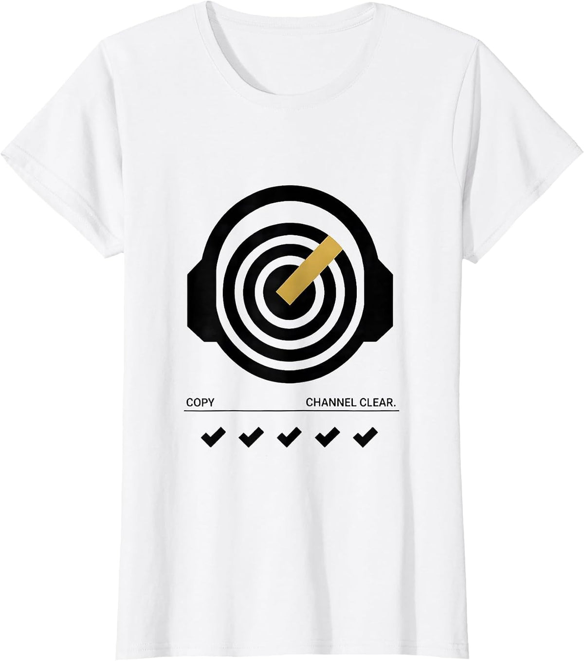 Copy Channel Clear Geometric Thin Gold Line 911 Dispatcher T-Shirt - White