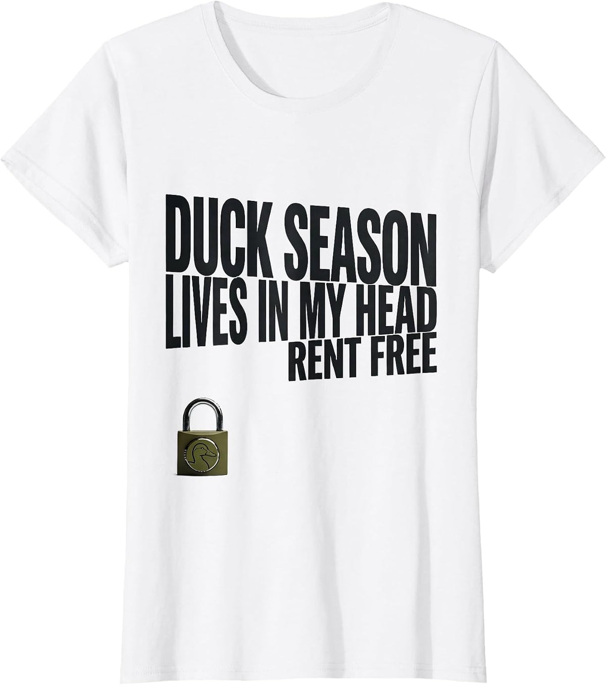 Women's Duck Season Lives In My Head Rent Free Funny Hunting Youth T-Shirt - White