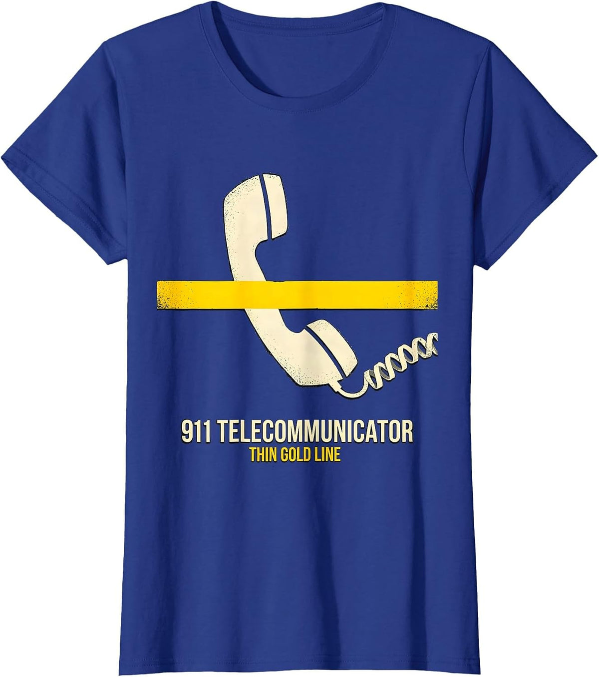 Women's 911 Telecommunicator Thin Gold Line Tribute Dispatcher Gift T-Shirt - Royal Blue