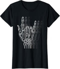 Rock 'n Roll Skeleton Hand Sign - Vintage Rock Lover T-Shirt - Black