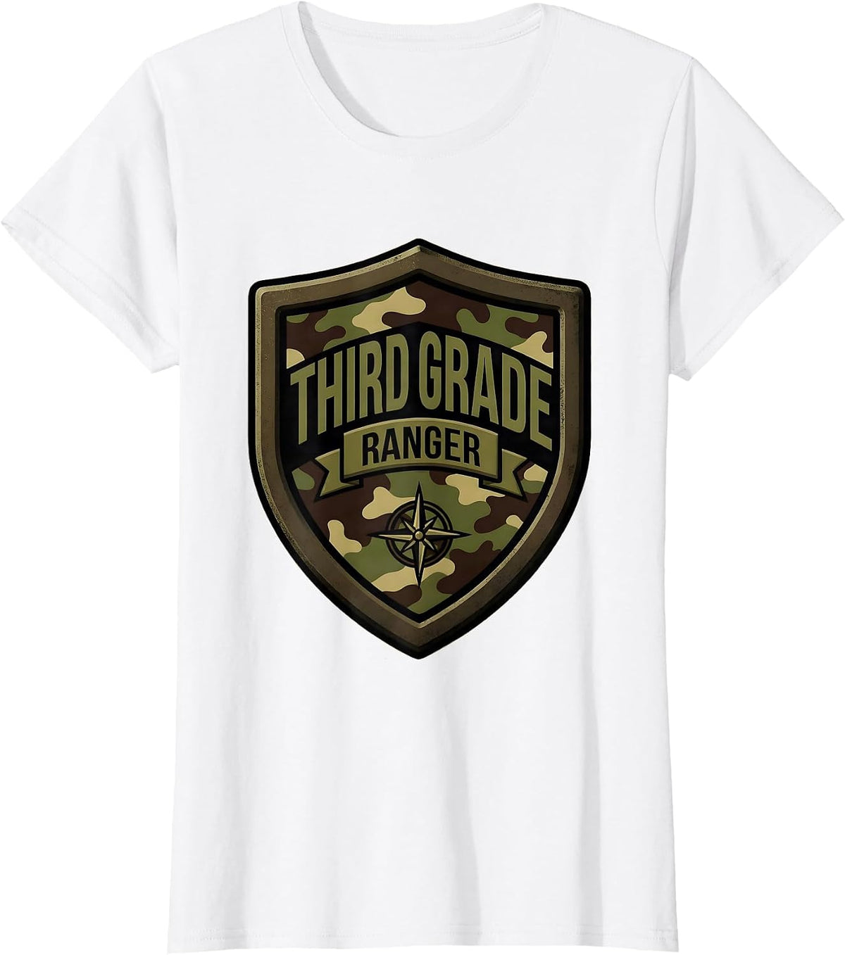 Third Grade Ranger Camo Third Grade Teacher Back To School T-Shirt - White