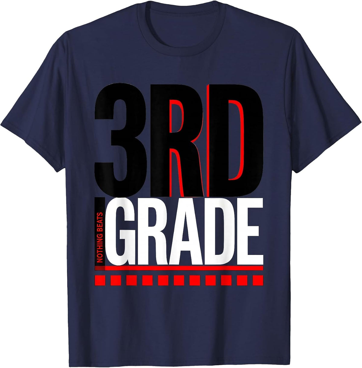 Men's Nothing Beats 3rd Grade Funny Teacher Back To School Crew T-Shirt - Navy Blue