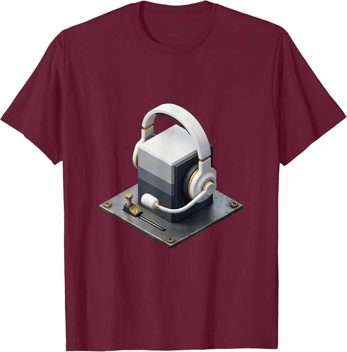 Control Module Isometric 911 Dispatcher Tribute Humor T-Shirt - Burgundy