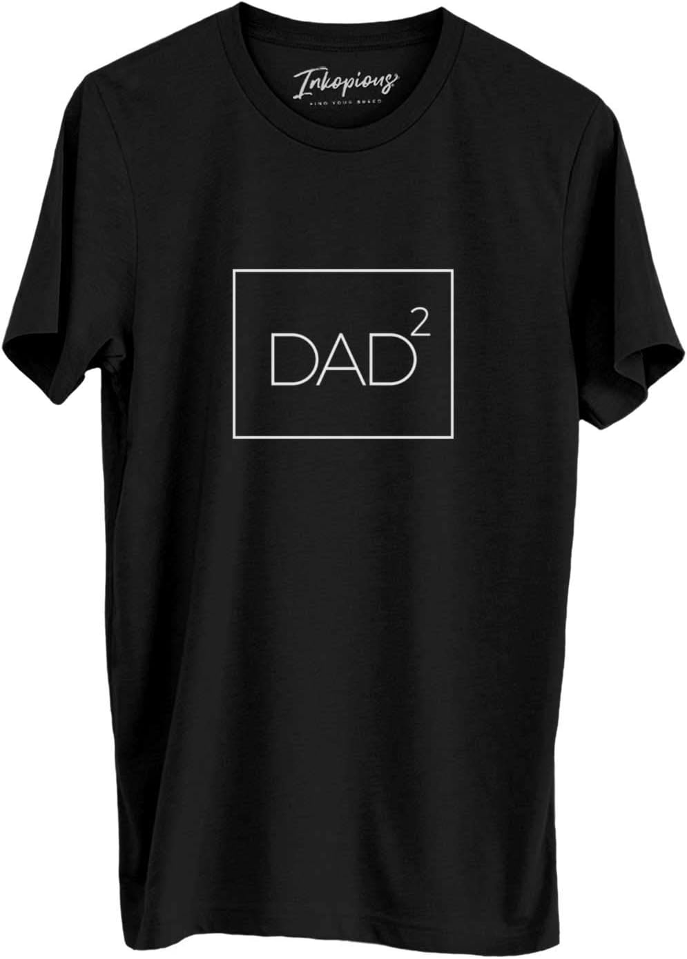 Dad2 Squared T-Shirt - Gift for New Dad of 2- Unisex Crewneck Small Grey - Black Crewneck