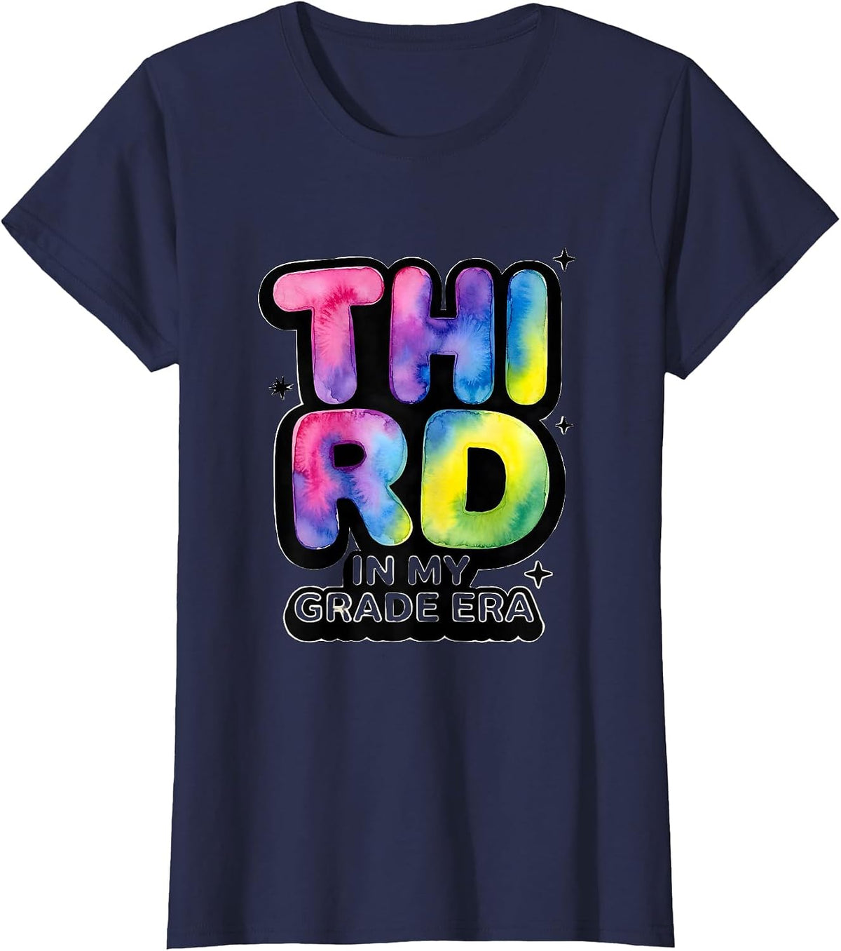 Women's In My Third Grade Era Tie Dye Back to School Teacher Student T-Shirt - Navy Blue