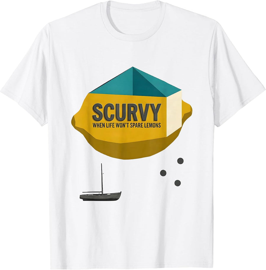 Men's Scurvy When Life Won't Spare Lemons Funny Pirate Dad Humor T-Shirt - White