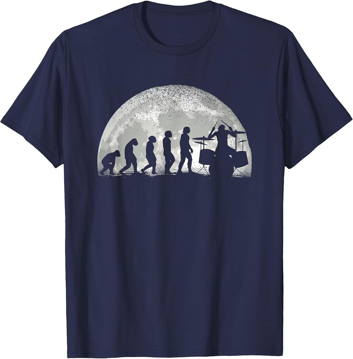 Drumming Drumsticks Drummer Evolution Funny T-Shirt - Navy Blue