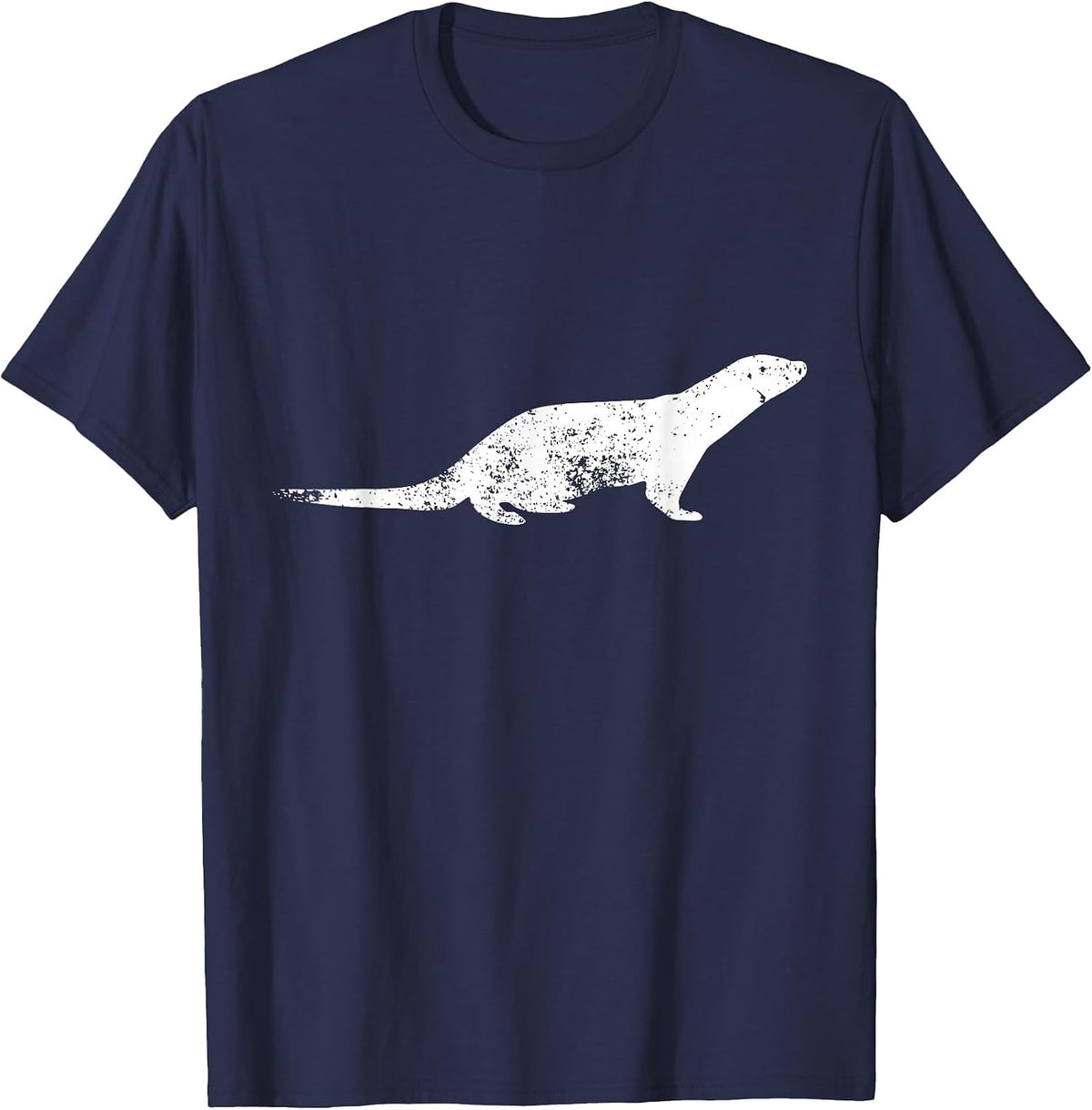 Grunge Sea Otter Print - Vintage Sea Otter T-Shirt - Navy Blue