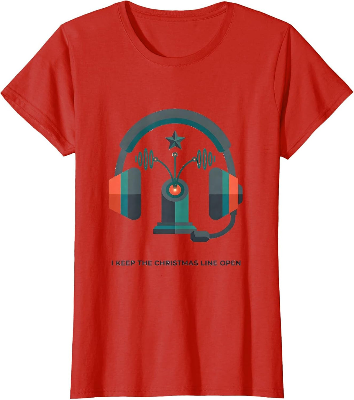 Women's I Keep The Christmas Line Open Funny 911 Dispatcher T-Shirt - Red