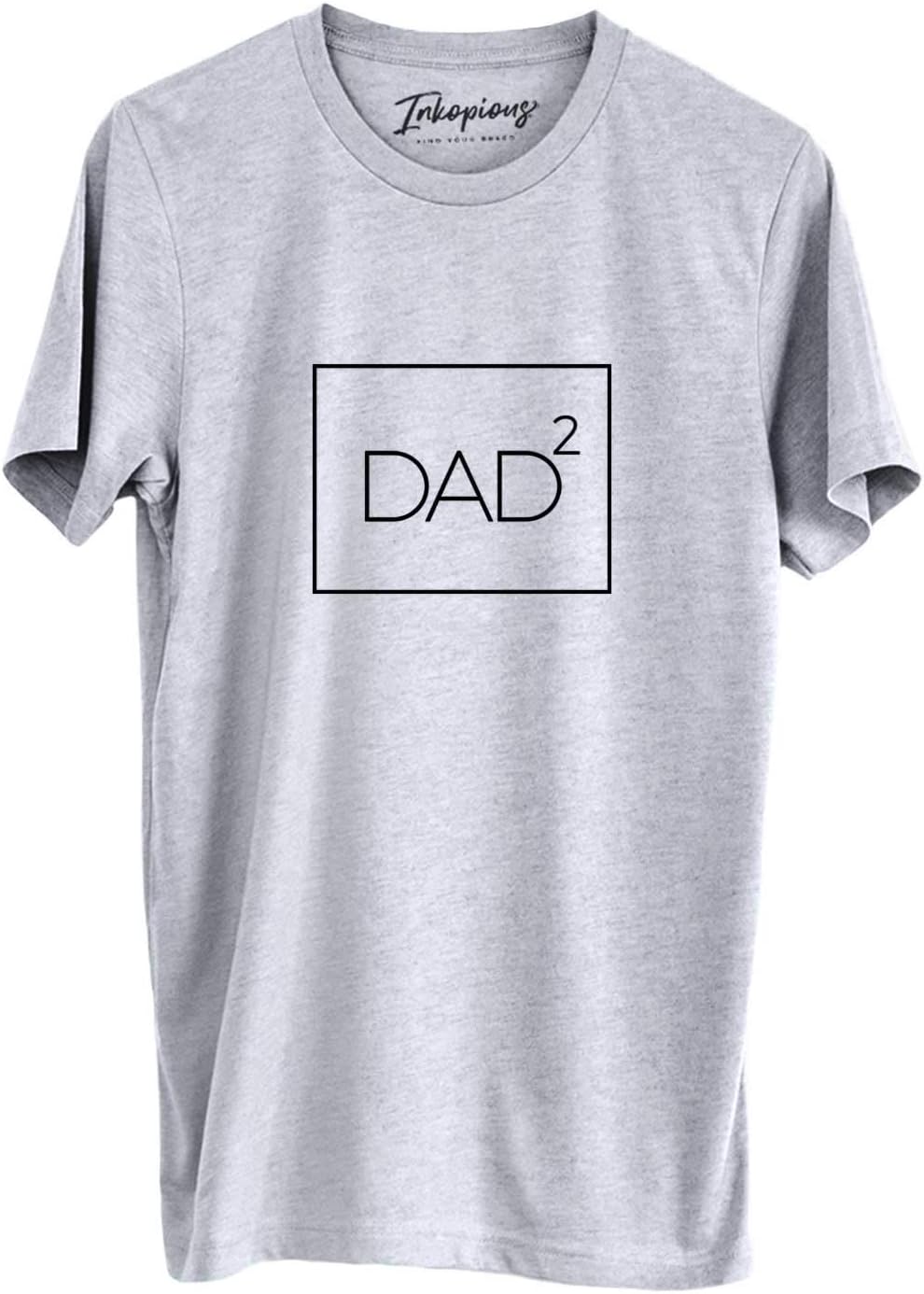 Dad2 Squared T-Shirt - Gift for New Dad of 2- Unisex Crewneck Small Grey - Grey Crewneck