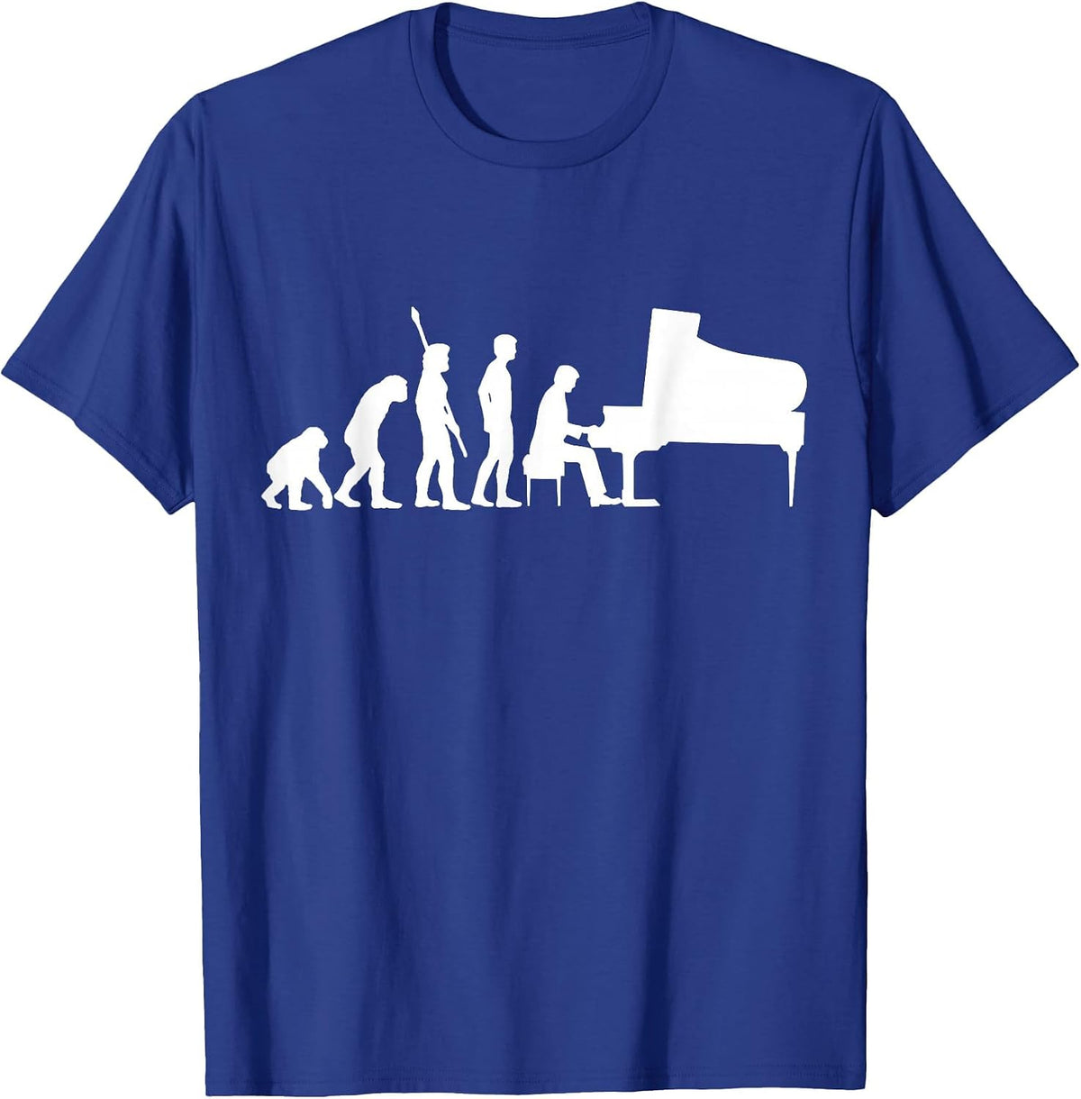 Funny Piano Player Pianist Musician Saying I Evolution T-Shirt - Royal Blue