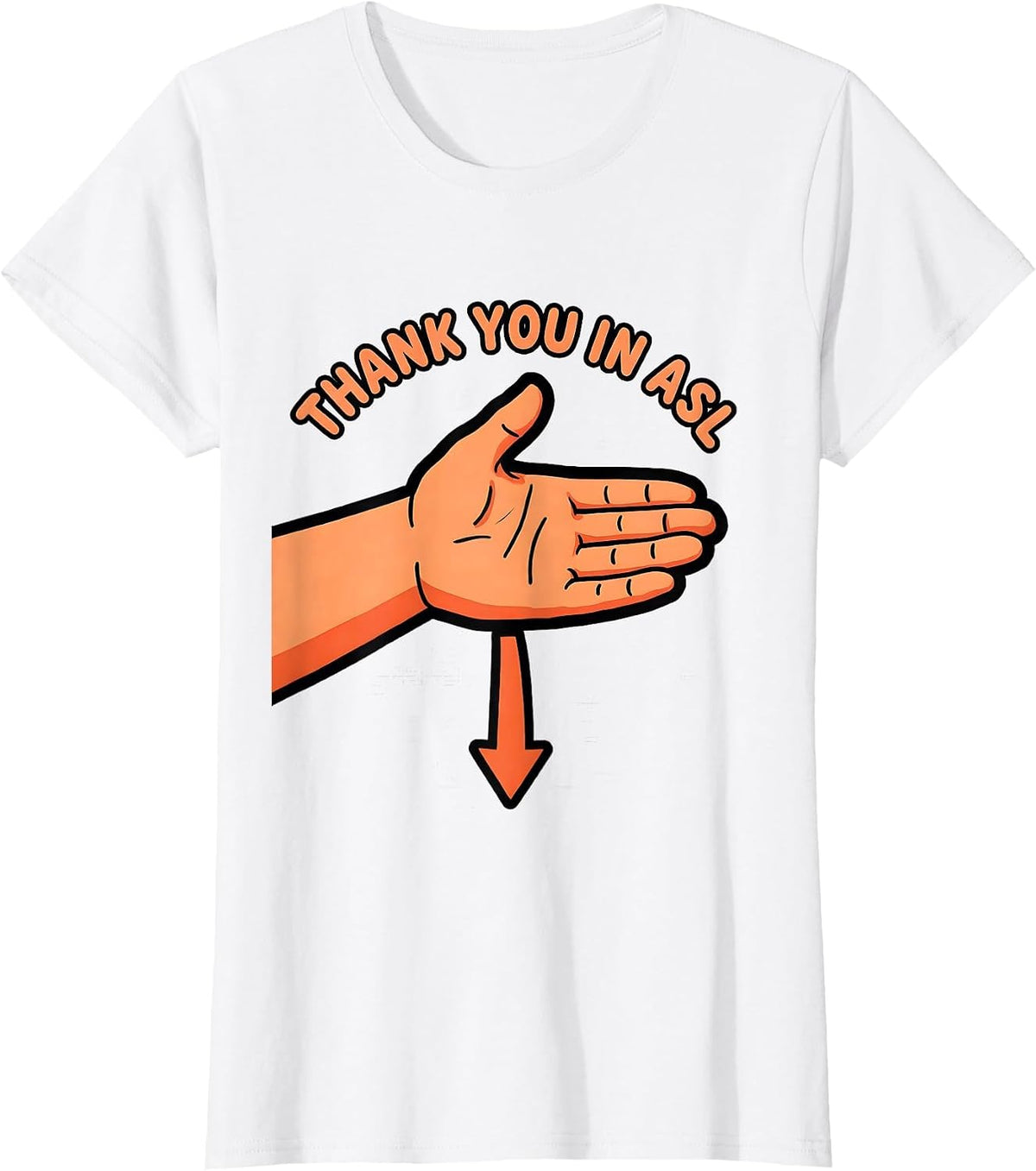 Thank You in ASL Cartoon Sign Language Teacher Deaf T-Shirt - White