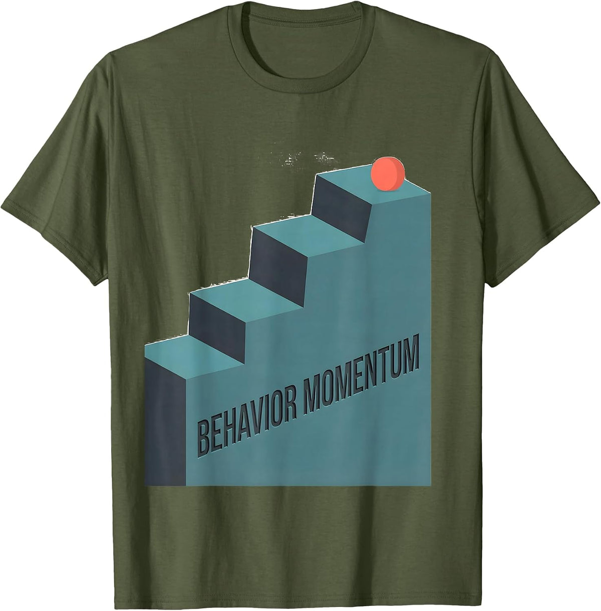 Behavior Momentum Flat Vector ABA Therapist Behavior Analyst T-Shirt - Olive Green
