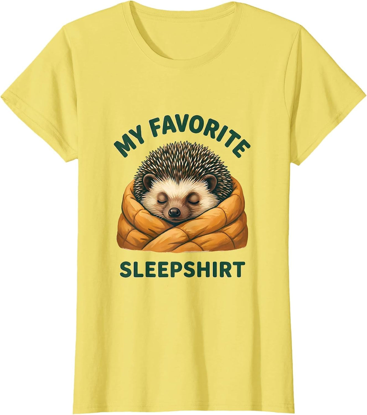 My Favorite Sleepshirt Cute Storybook Hedgehog Sleepwear T-Shirt - Lemon Yellow