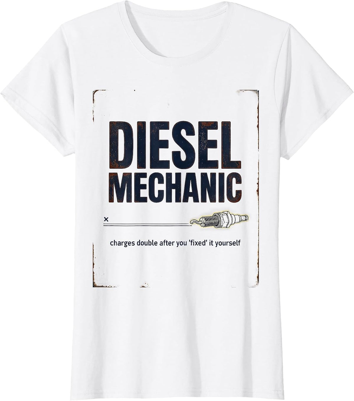 Diesel Mechanic Charges Double Vintage Funny Truck Gift T-Shirt - White