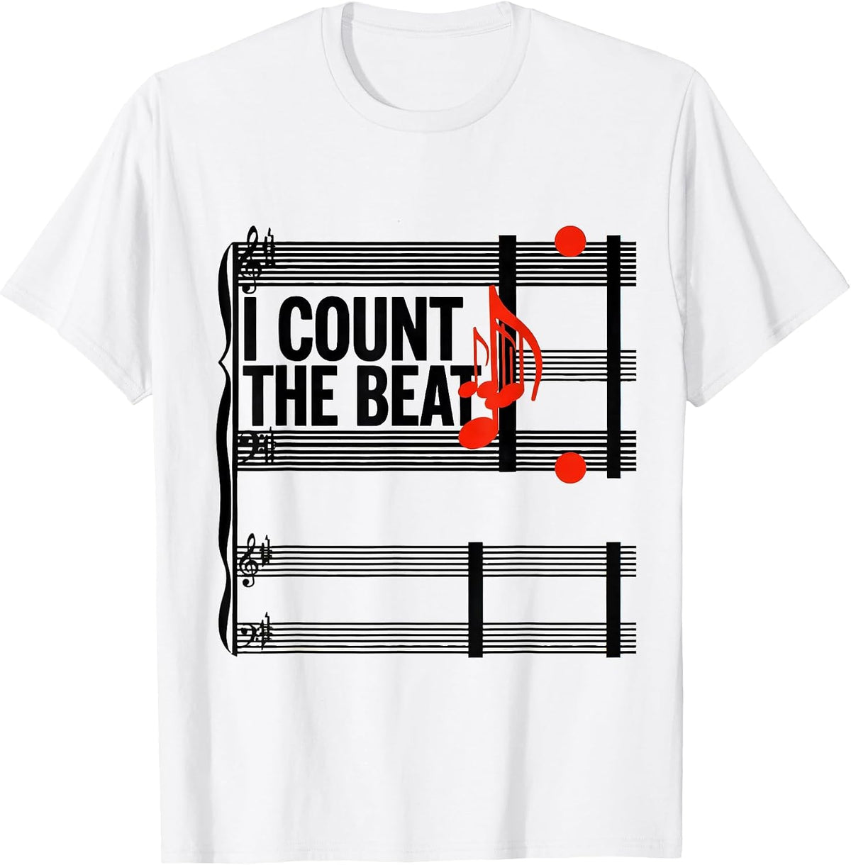 Men's I Count The Beat Geometric Musician Humor Gift For Music T-Shirt - White