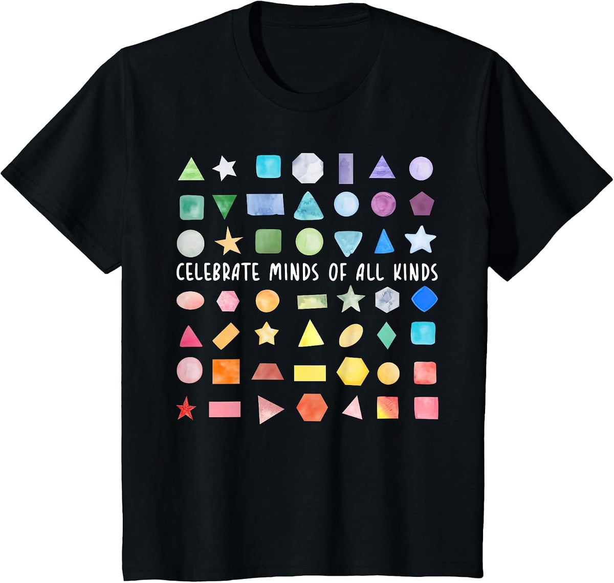 Celebrate Minds of All Kinds Geometry Math Teacher Autism T-Shirt - Black