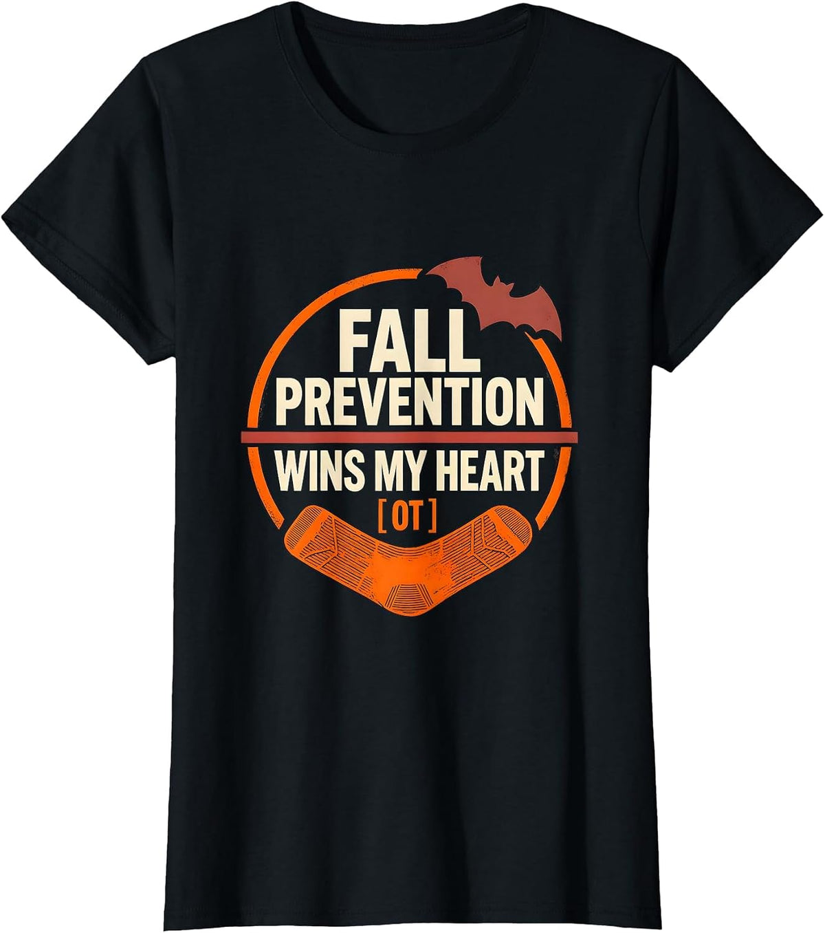 Fall Prevention Wins My Heart OT Funny Physical Therapy T-Shirt - Black