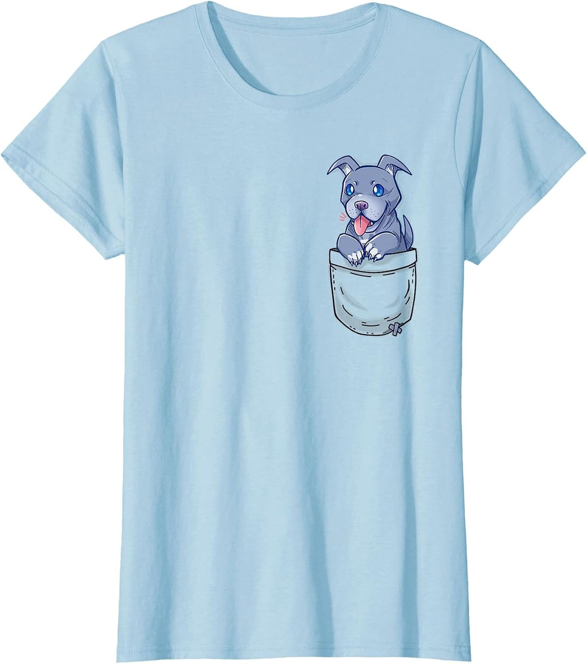 Pocket Cute Pitbull Pibble Puppy - T-Shirt - Baby Blue