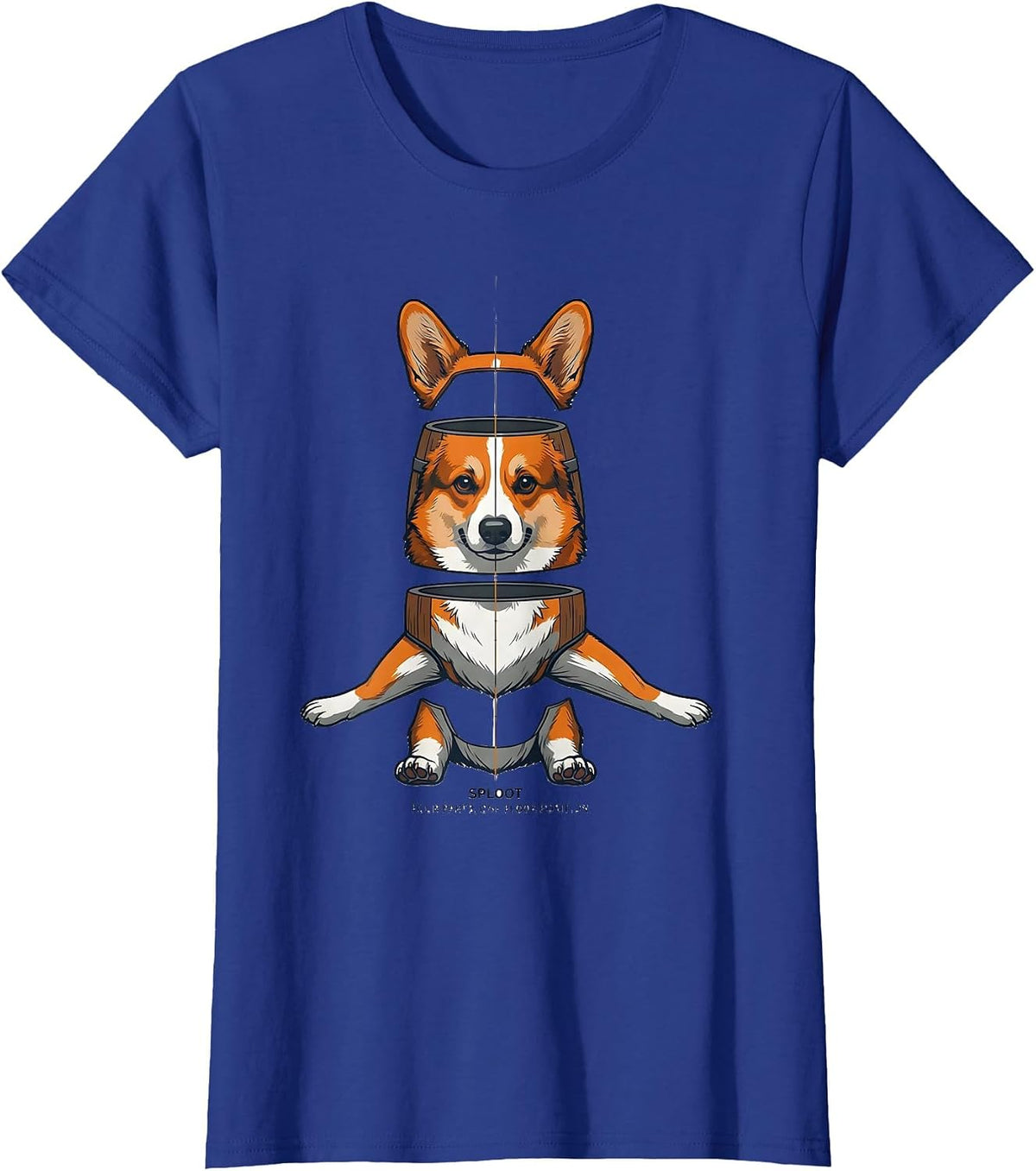 Women's Sploot: Four Parts, One Floor Position Funny Corgi Dog Lover T-Shirt - Royal Blue