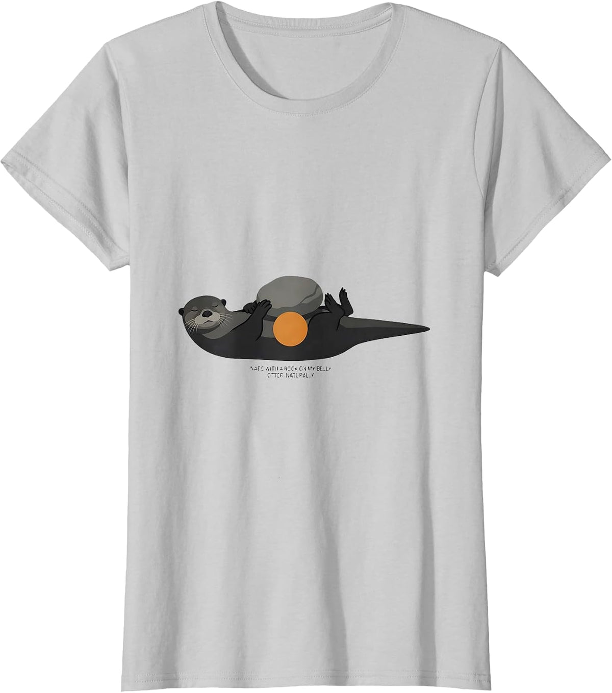 Women's Naps With A Rock On My Belly. Otter, Naturally. Funny T-Shirt - Silver Grey