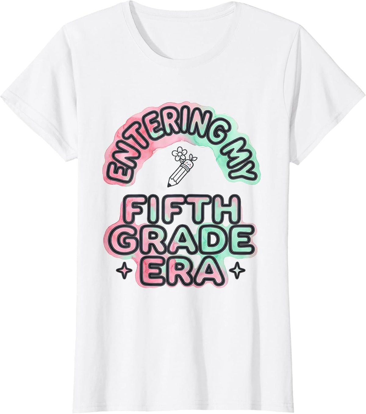 Entering My Fifth Grade Era Kawaii Doodle Back to School T-Shirt - White