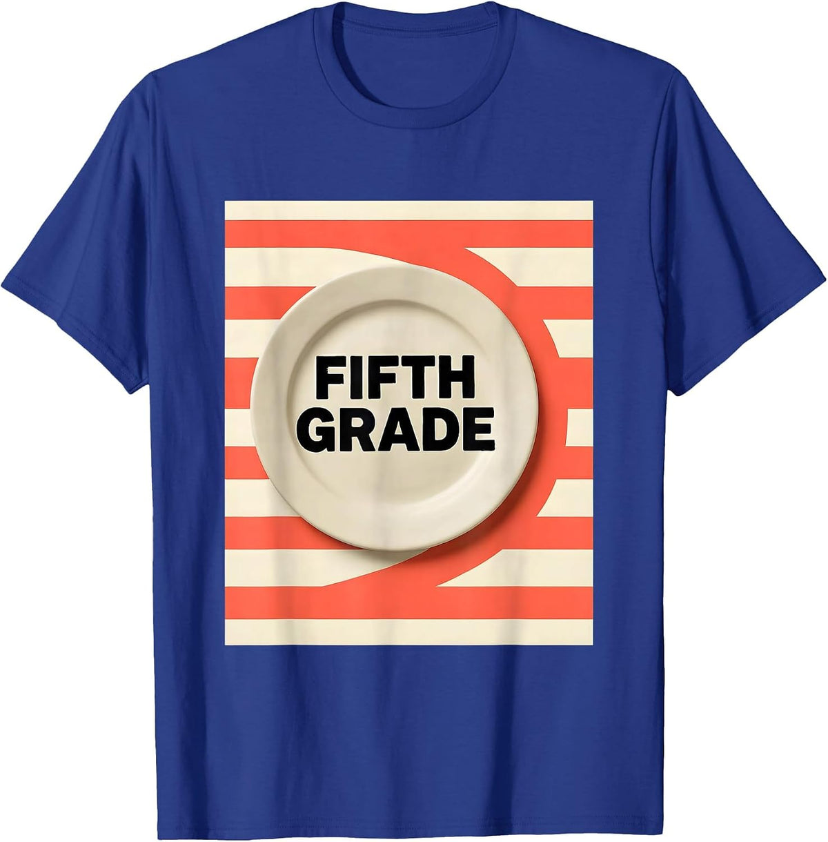 Fifth Grade Disrupted Stripe Back To School Girls T-Shirt - Royal Blue