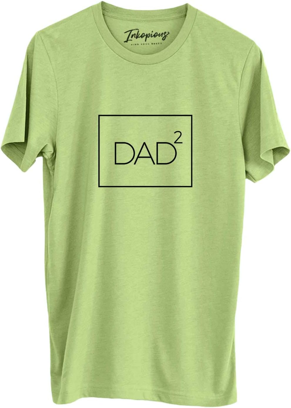 Dad2 Squared T-Shirt - Gift for New Dad of 2- Unisex Crewneck Small Grey - Heather Green Crewneck