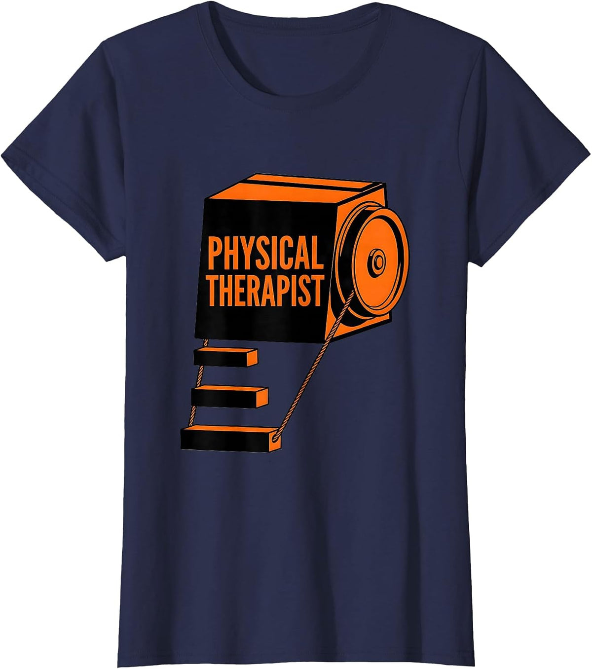 Women's Physical Therapist Geometric Therapy Pulley Design T-Shirt - Navy Blue