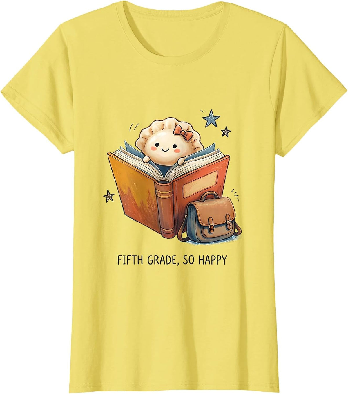 Women's Fifth Grade So Happy Cute Dumpling Kawaii Back to School T-Shirt - Lemon Yellow