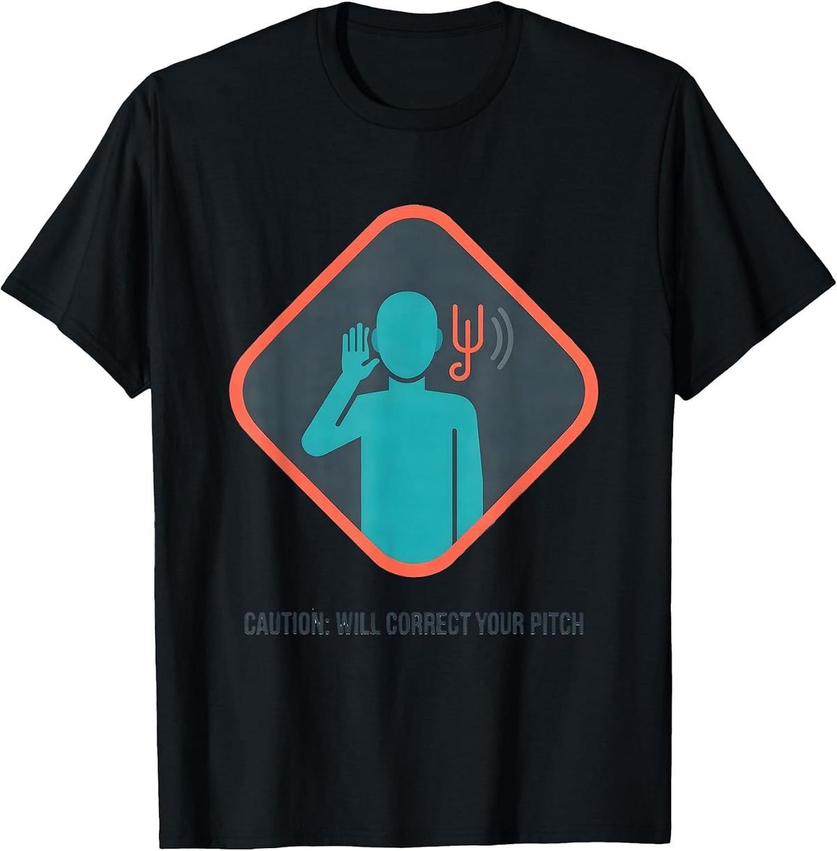 Men's Caution: Will Correct Your Pitch Funny Music Lover Gift T-Shirt - Black