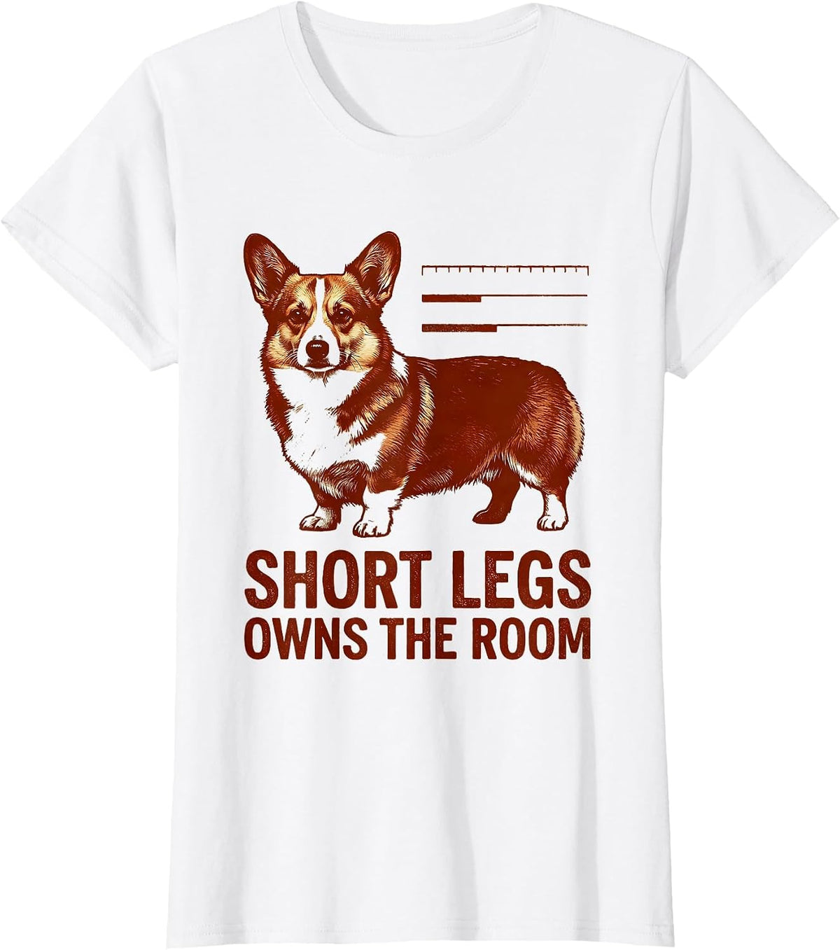 Short Legs Owns The Room Funny Corgi Dog Lover Retro T-Shirt - White