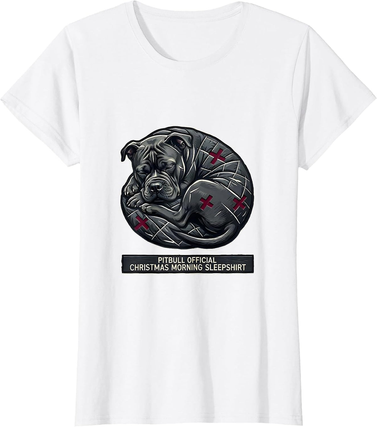 Women's Pitbull Official Christmas Morning Sleepshirt Dog Lover T-Shirt - White