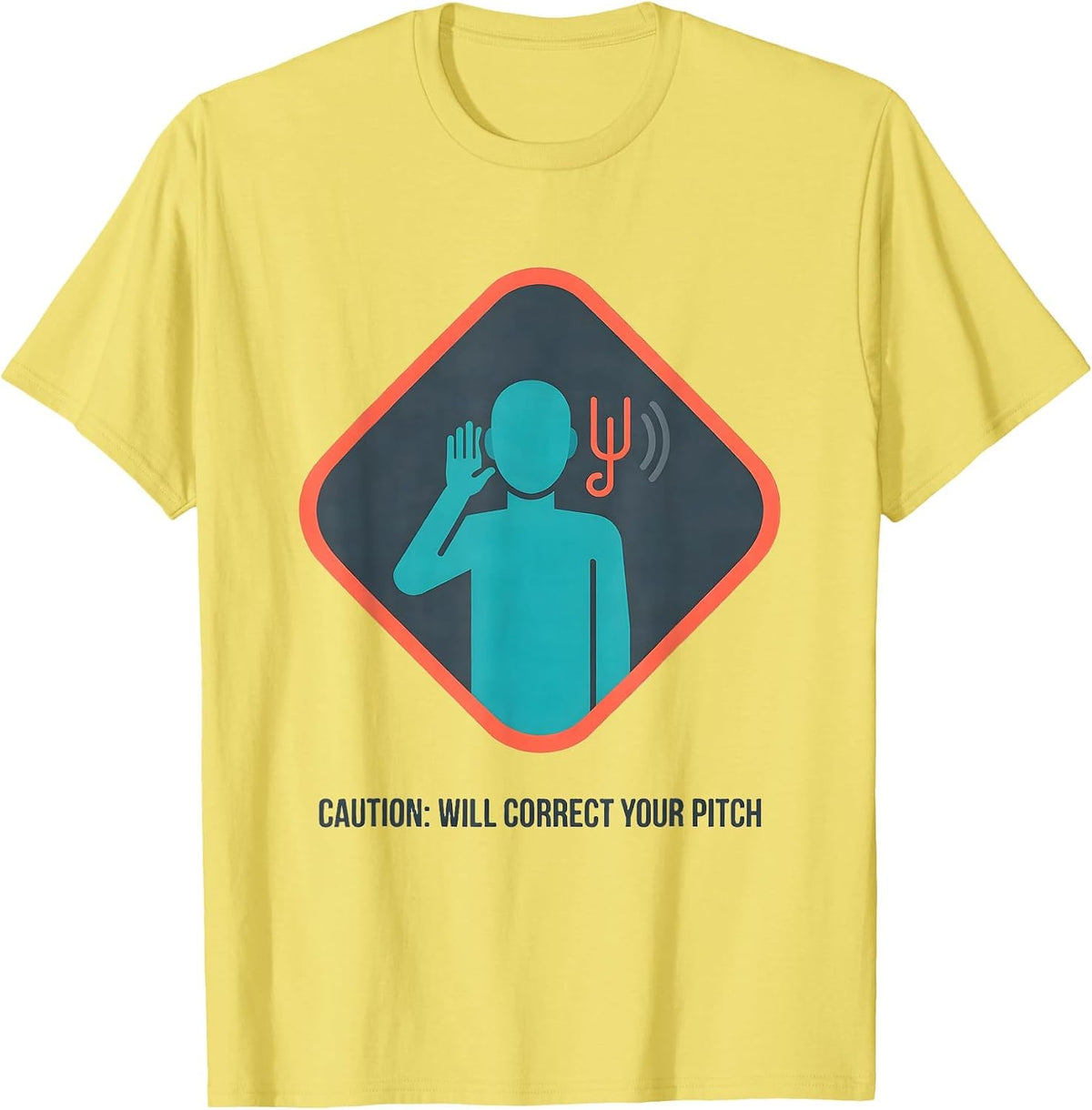 Men's Caution: Will Correct Your Pitch Funny Music Lover Gift T-Shirt - Lemon Yellow
